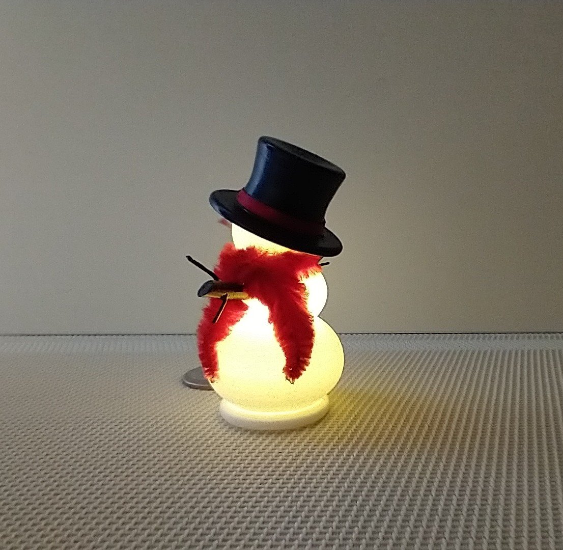 RESERVED 1:12 Dollhouse miniature light up snowman with removable hat Battery operated holiday decor REF Red scarf