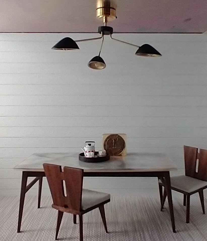 RESERVED 1:12 Dollhouse miniature mid-century modern curvilinear chandelier MCM 3-light ceiling light Battery operated LED miniature lamp