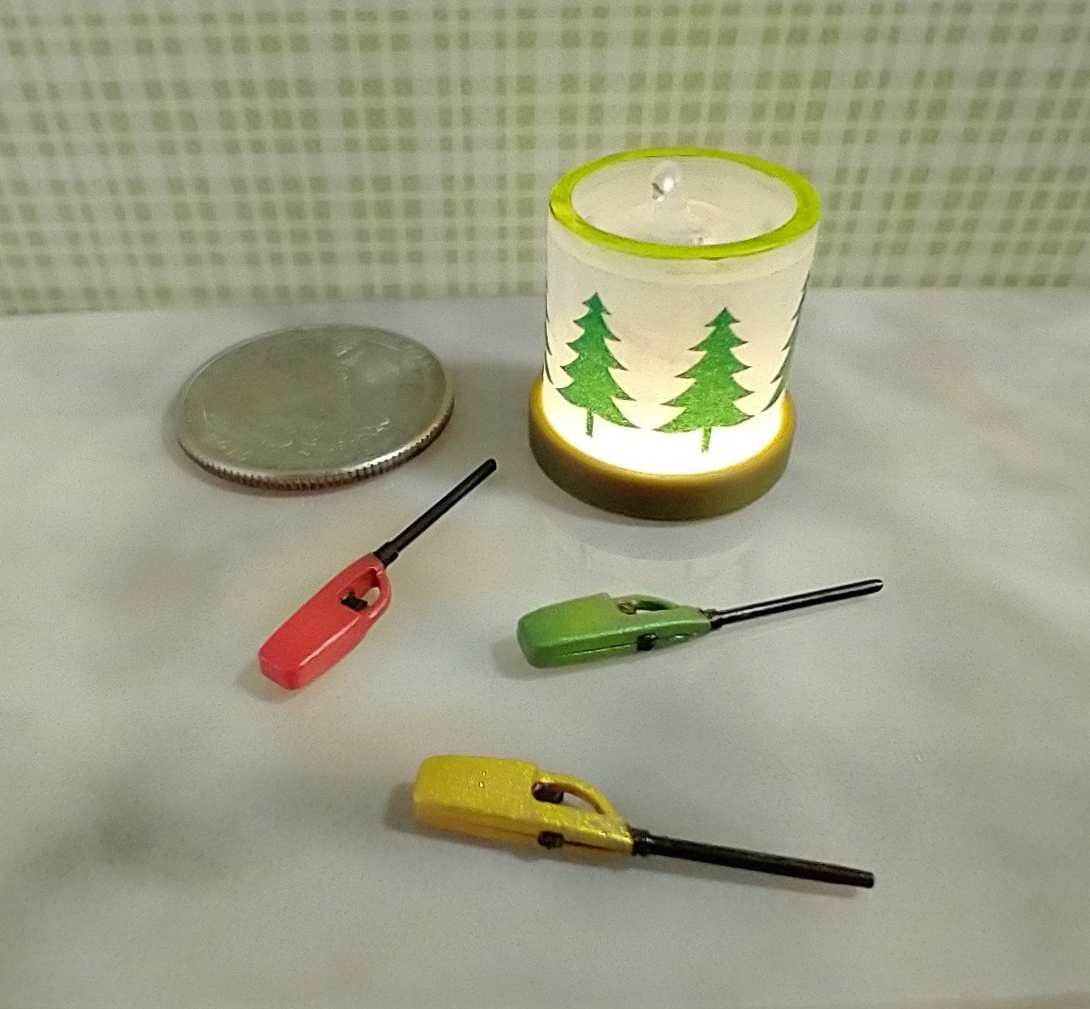 1:12 scale dollhouse holiday edition Candle lighter Click flame lighter NON-working Color options:red, green or golden Price is for EACH