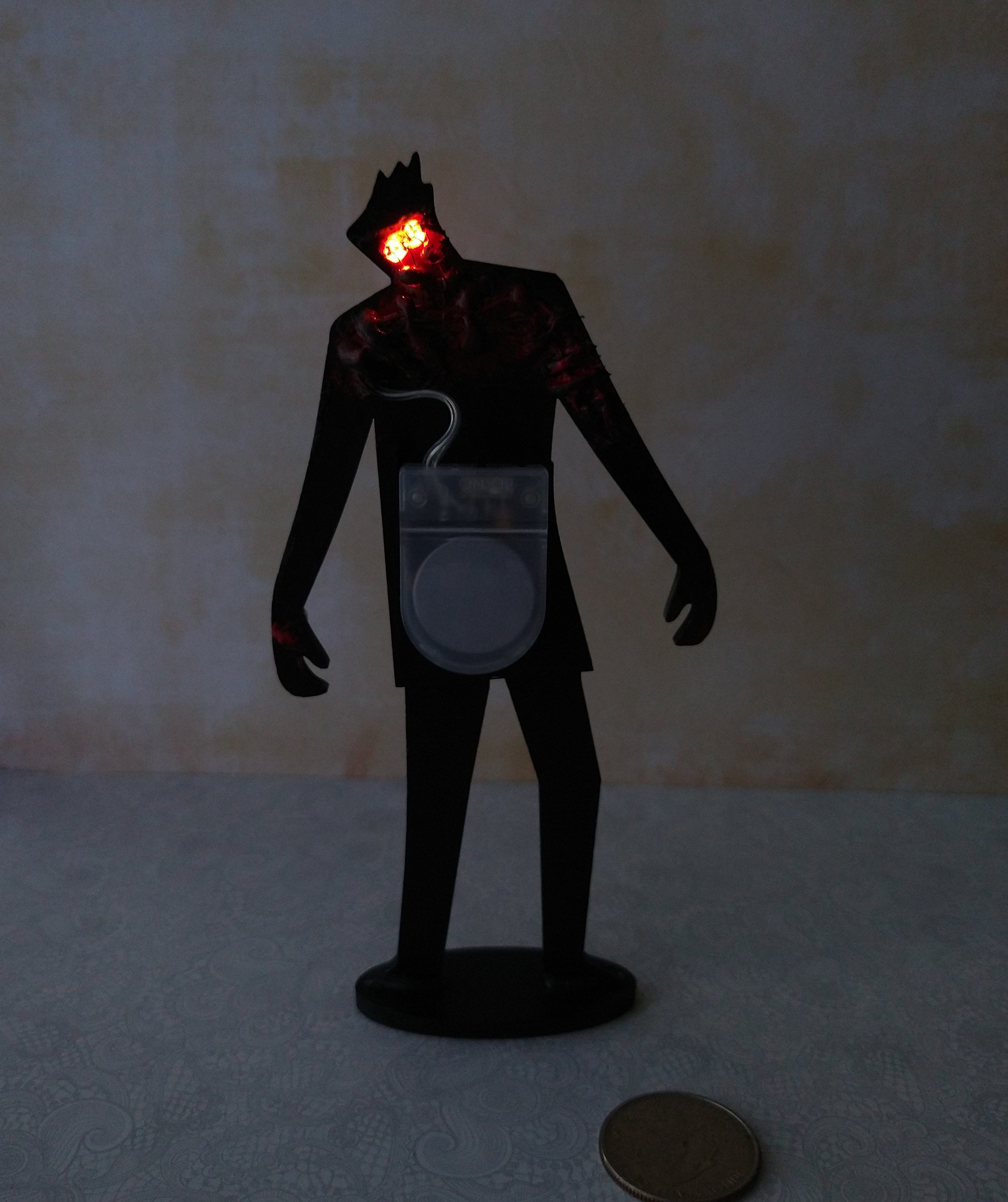 1:12 Dollhouse Halloween decor Zombie silhouette with light up red eyes Battery operated dollhouse Halloween lawn decor Jar lantern NOT included