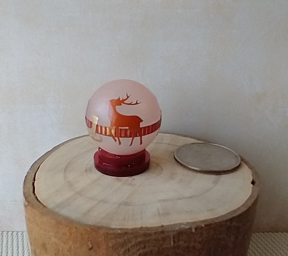 1:12 Dollhouse holiday light up globe ornament Free standing frosted globe Christmas ornament Battery operated holiday light REF Oh deers