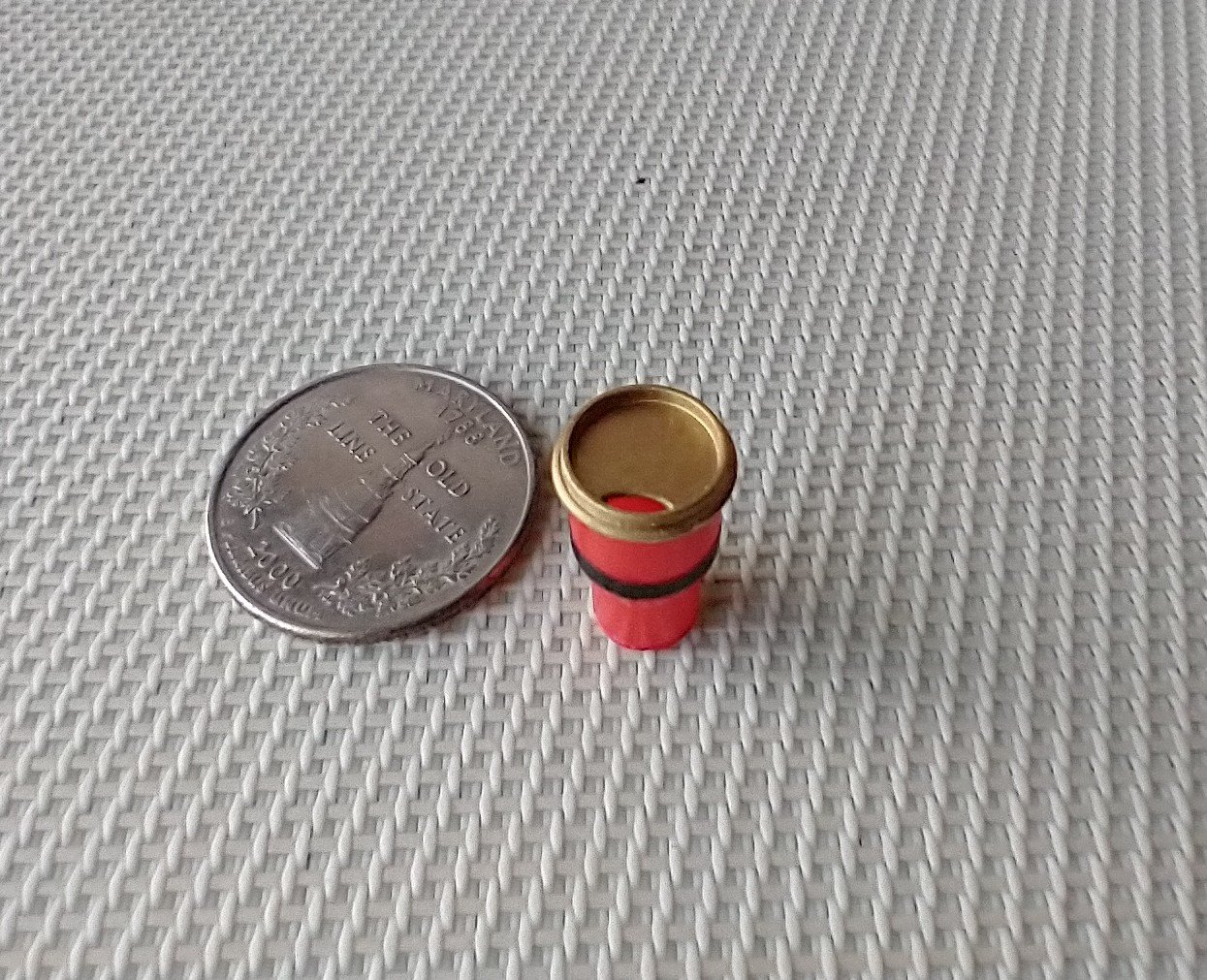 RESERVED 1:12 Dollhouse miniature holiday tumbler in red with black Santa belt and removable lid REF Santa belt