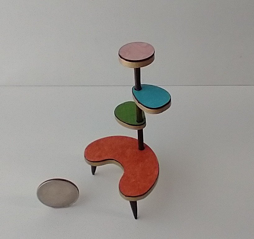 RESERVED 1:12 Dollhouse mid-century style 4-tier plant stand inspired by Formica MCM plant stand with tapered legs REF large lowest platform