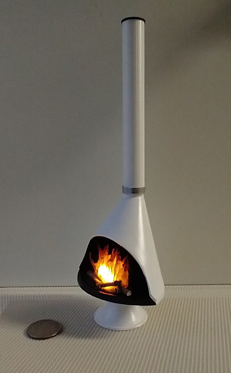 1:12 Dollhouse miniature Mid century modern free standing fireplace MCM white fireplace inspired by Malm fireplace Retro fireplace REF White