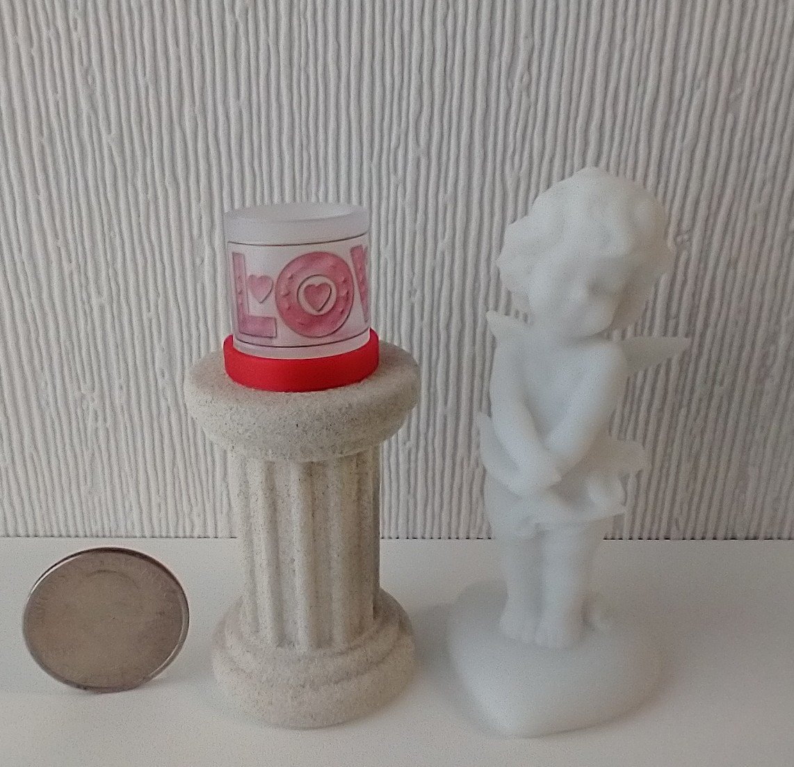1:12 Dollhouse miniature LOVE candle sleeve or battery lighted candle holder REF LOVE on frosted