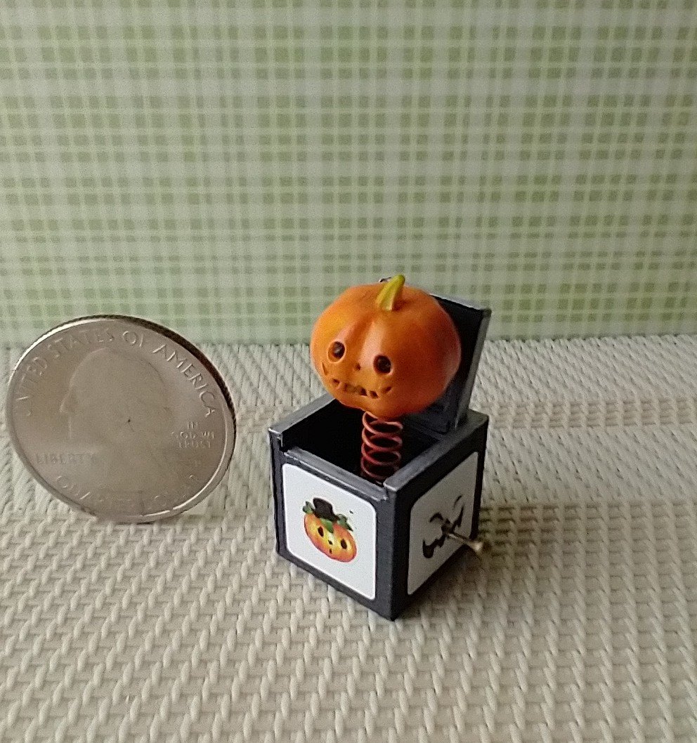 1-inch scale miniature Jack in the box Halloween decor or Kids room accessory