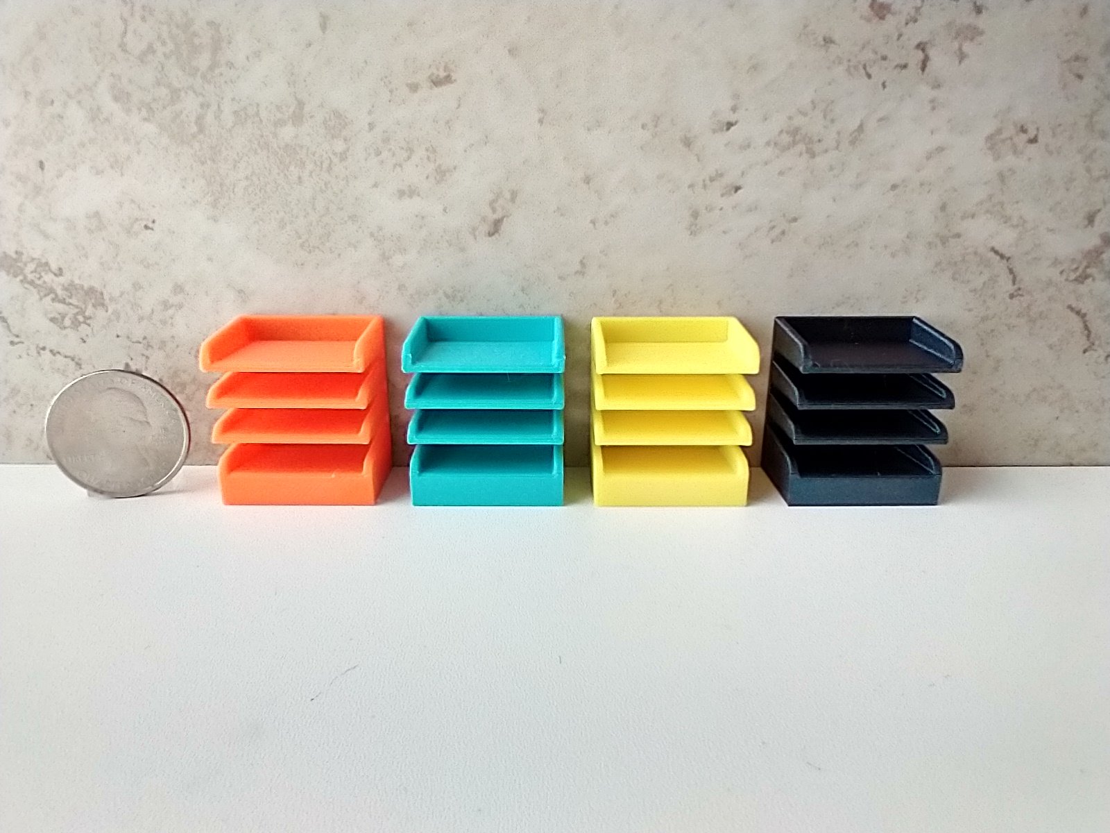 1:12 dollhouse miniature 4-tier letter paper tray organizer for desktop or craft room REF Straight front edges PRICE is for EACH organizer