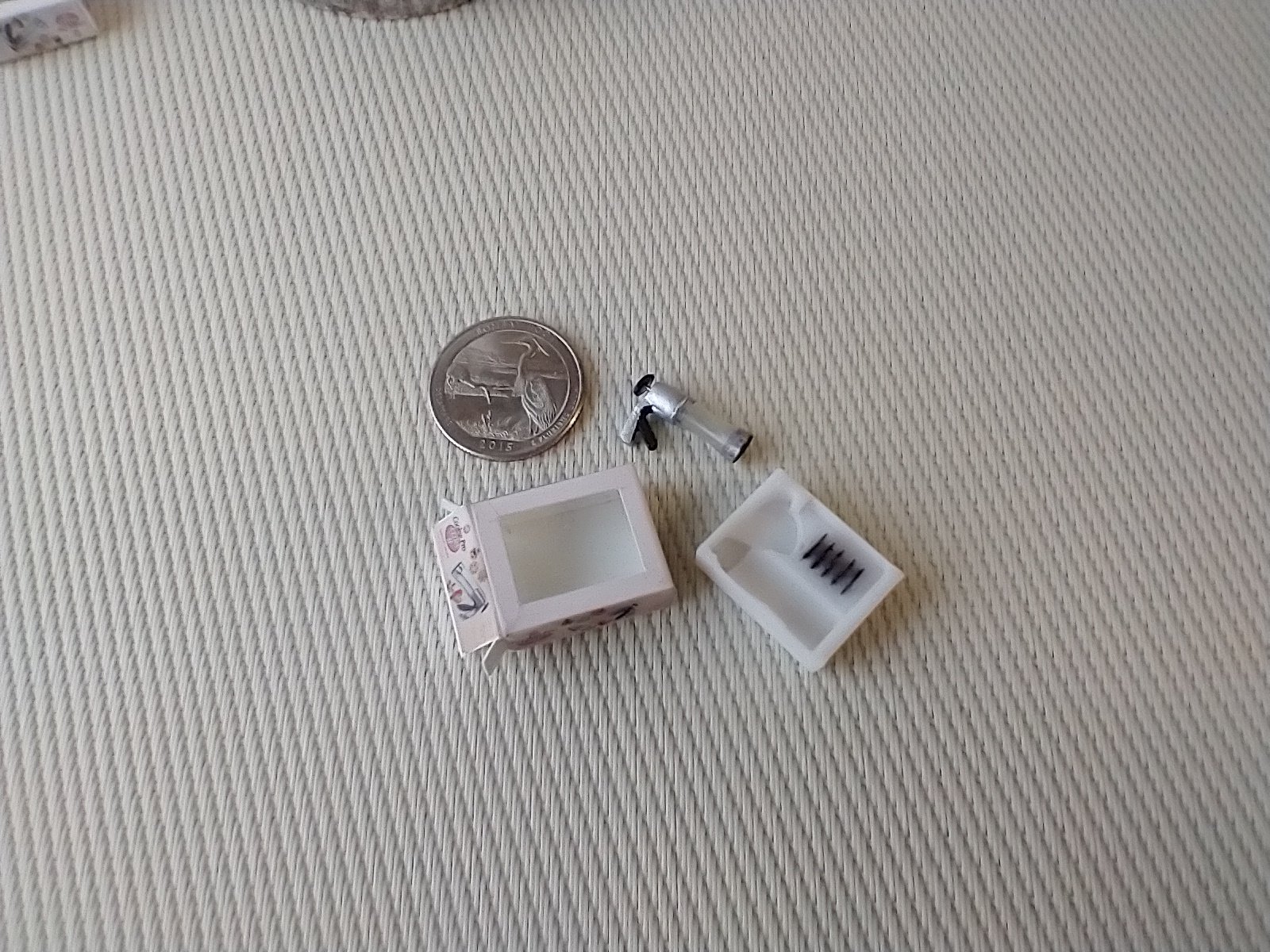 1:12 Dollhouse miniature cookie press and discs set in packaging box with clear front window Boxed spritz cookie press Price is for EACH set