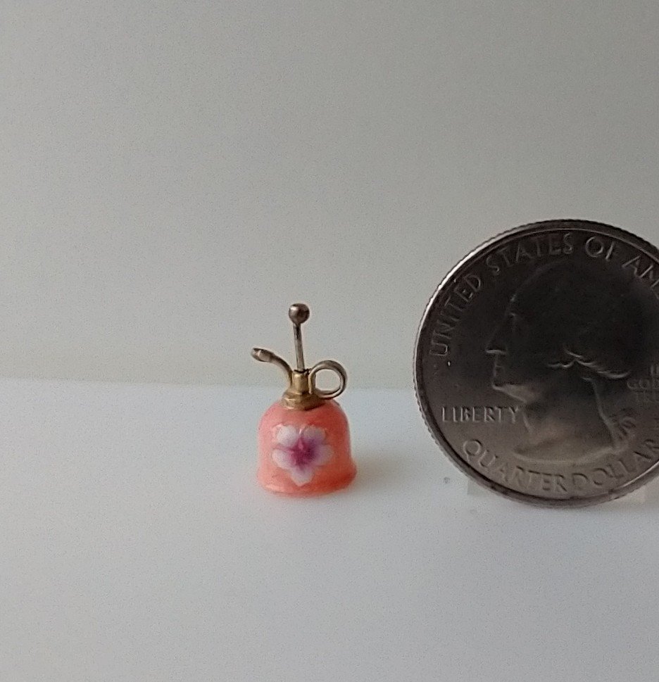 1:12 Dollhouse miniature retro spray bottle Plant mister in vintage style REF Coral w/ decals Price is for EACH