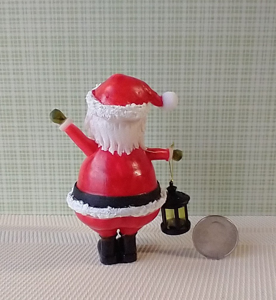Miniature light up Santa Claus holiday decor Battery operated lighted Santa figurine Christmas display