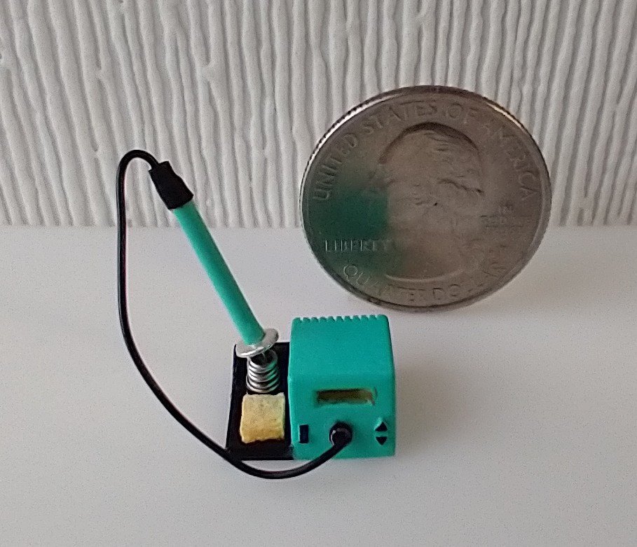 1:12 dollhouse miniature soldering iron with stand and faux digital display station (NON-working) REF Mint