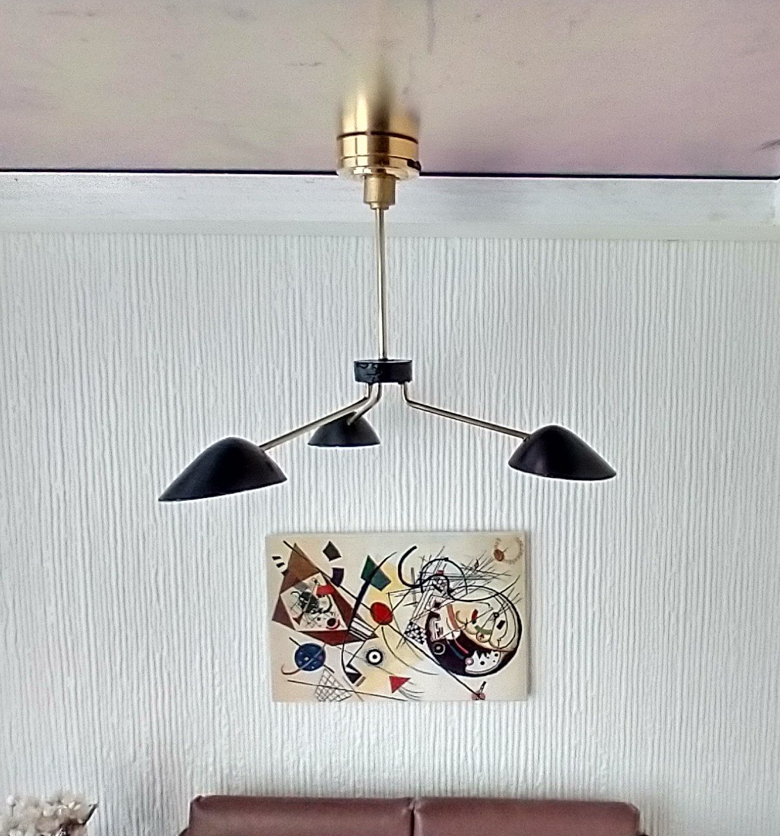 1:12 Dollhouse miniature mid-century modern curvilinear chandelier MCM 3-light ceiling light Battery operated LED miniature lamp