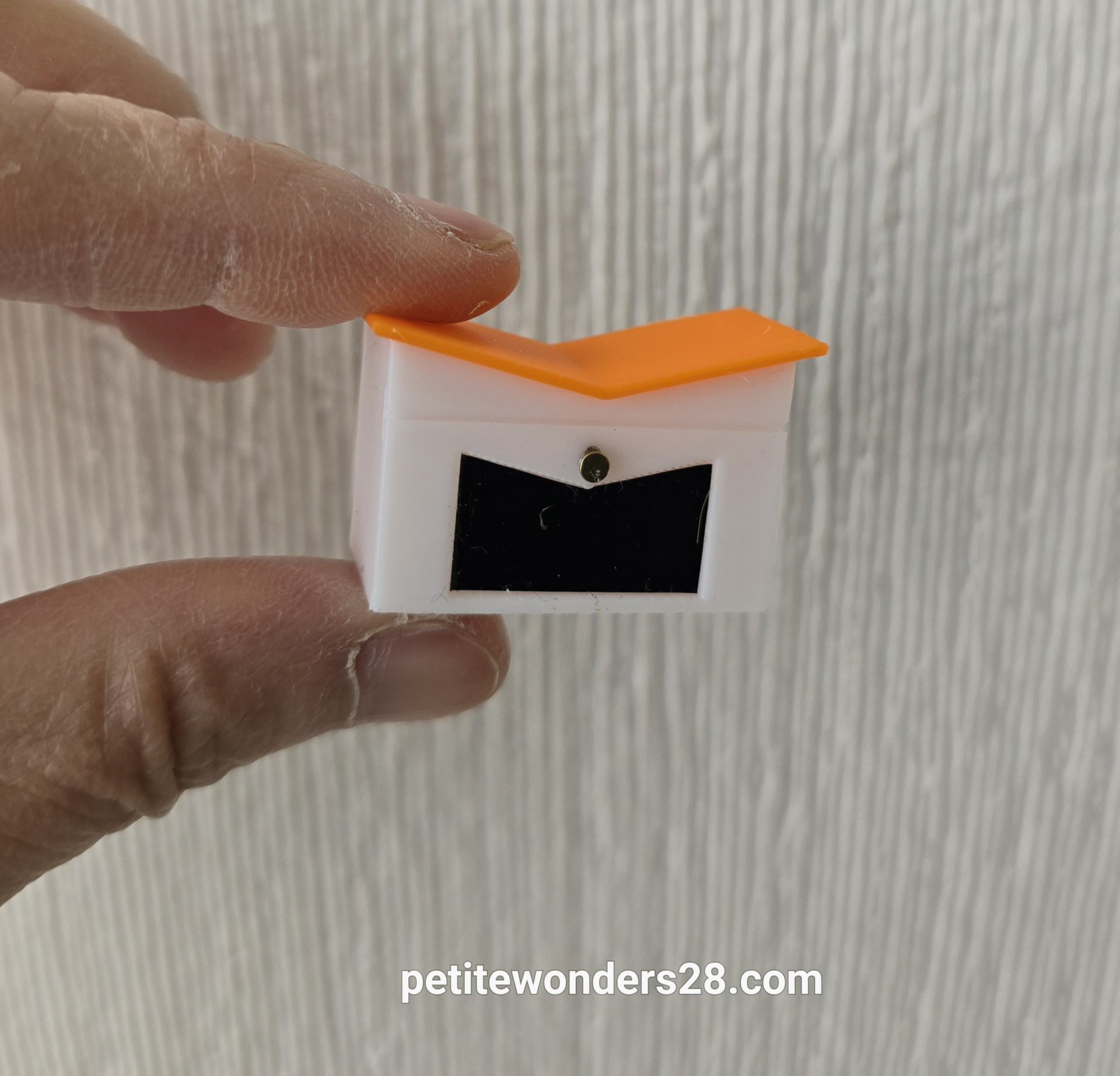 1:12 Dollhouse MCM themed mailbox with iconic butterfly roofline Personalized house number optional REF Orange roof