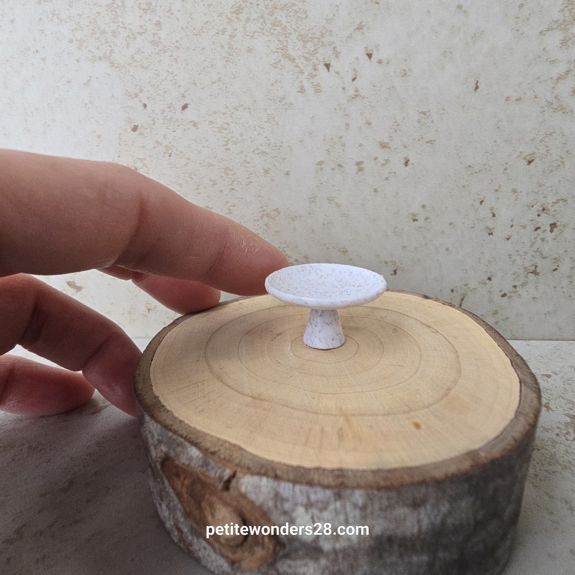 1:12 Dollhouse miniature pedestal bowl Fruit bowl in white marble finish