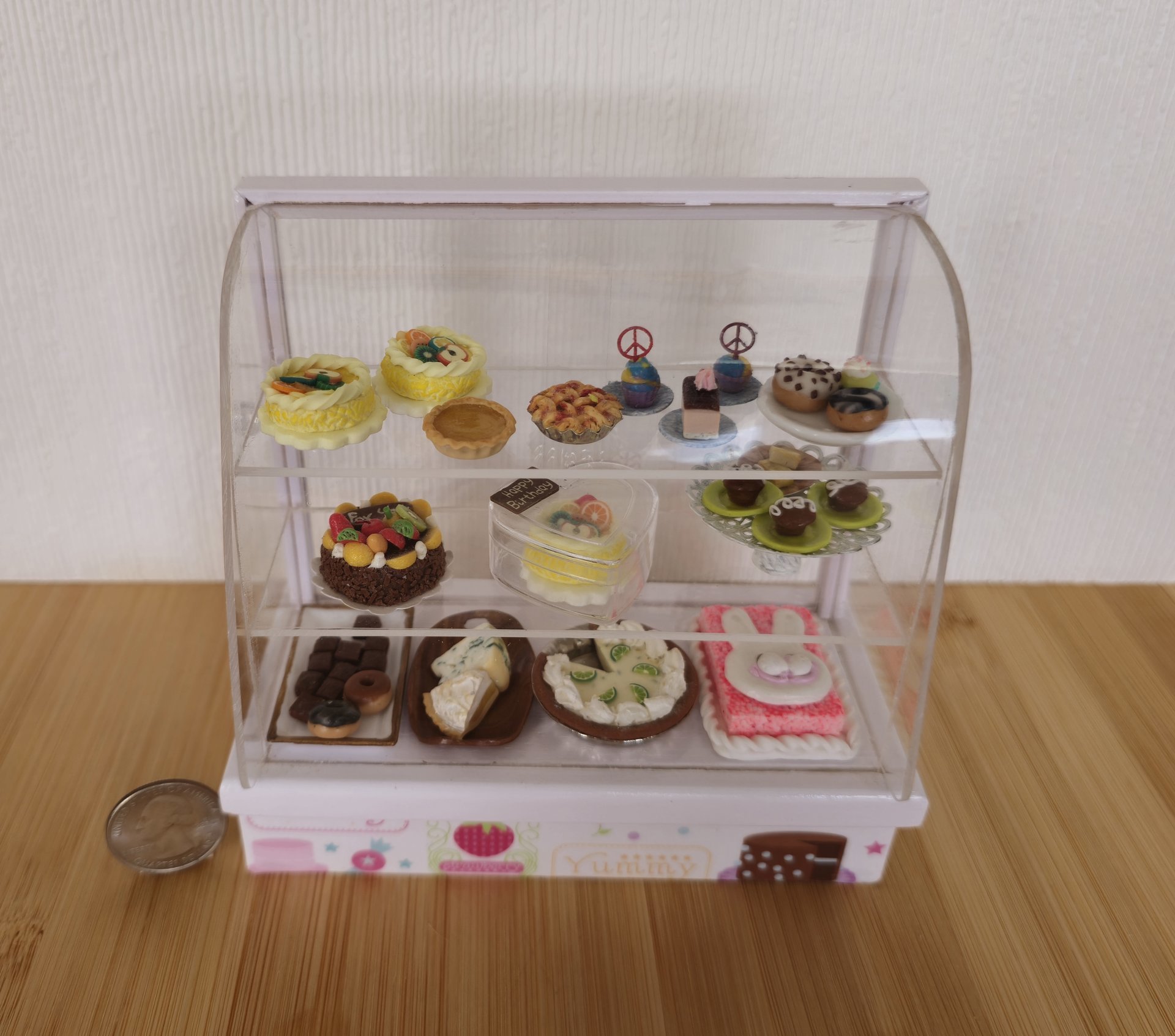 1:12 Dollhouse bakery display case with clear acrylic and sliding doors Baked goods NOT included