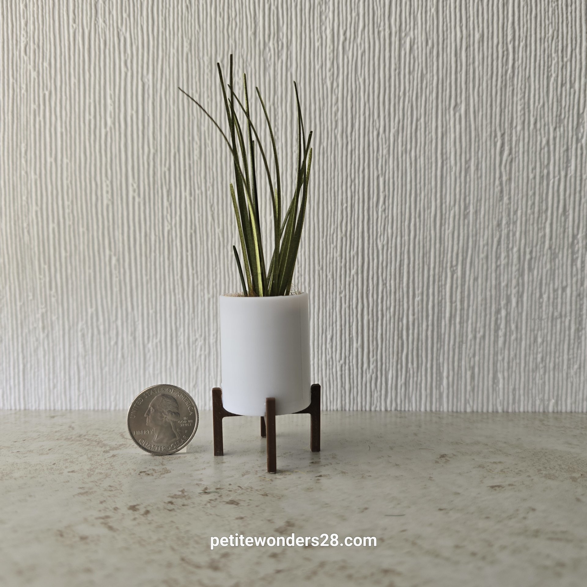 1:12 Dollhouse MCM style planter on stand Miniature modern planter REF 3