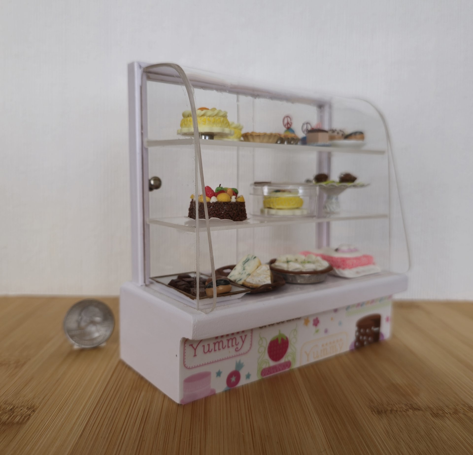 1:12 Dollhouse bakery display case with clear acrylic and sliding doors Baked goods NOT included