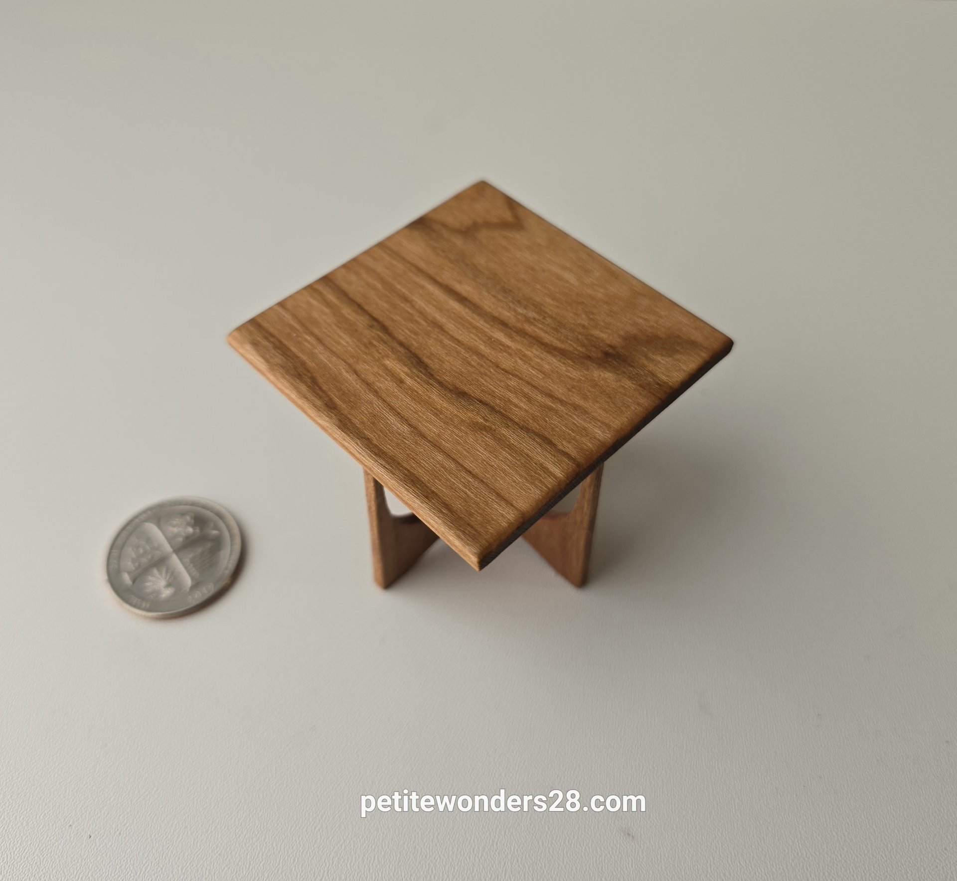 1:12 scale dollhouse mid-century style end table in solid cherry wood MCM side table with square top REF Cherry