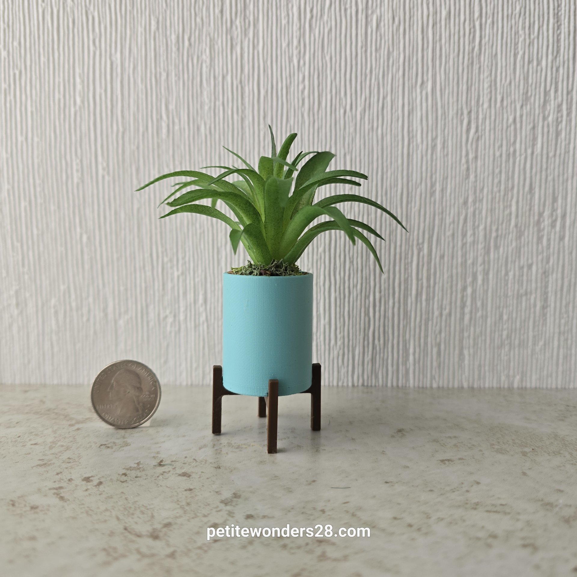 1:12 Dollhouse MCM style planter on stand Miniature modern planter REF 4