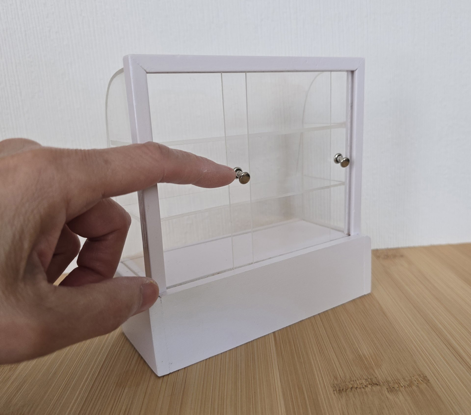 1:12 Dollhouse bakery display case with clear acrylic and sliding doors Baked goods NOT included