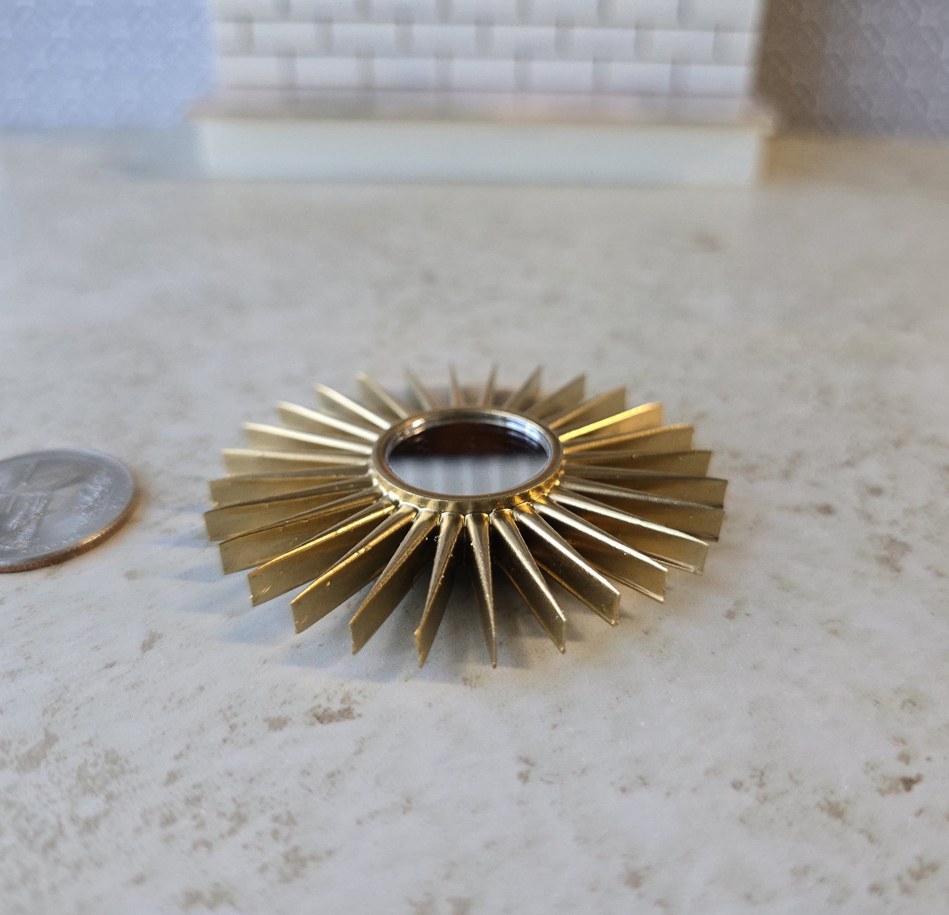 1:12 Dollhouse mid-century styled sunburst mirror with 28 rays MCM dollhouse decorative mirror Wall decor 