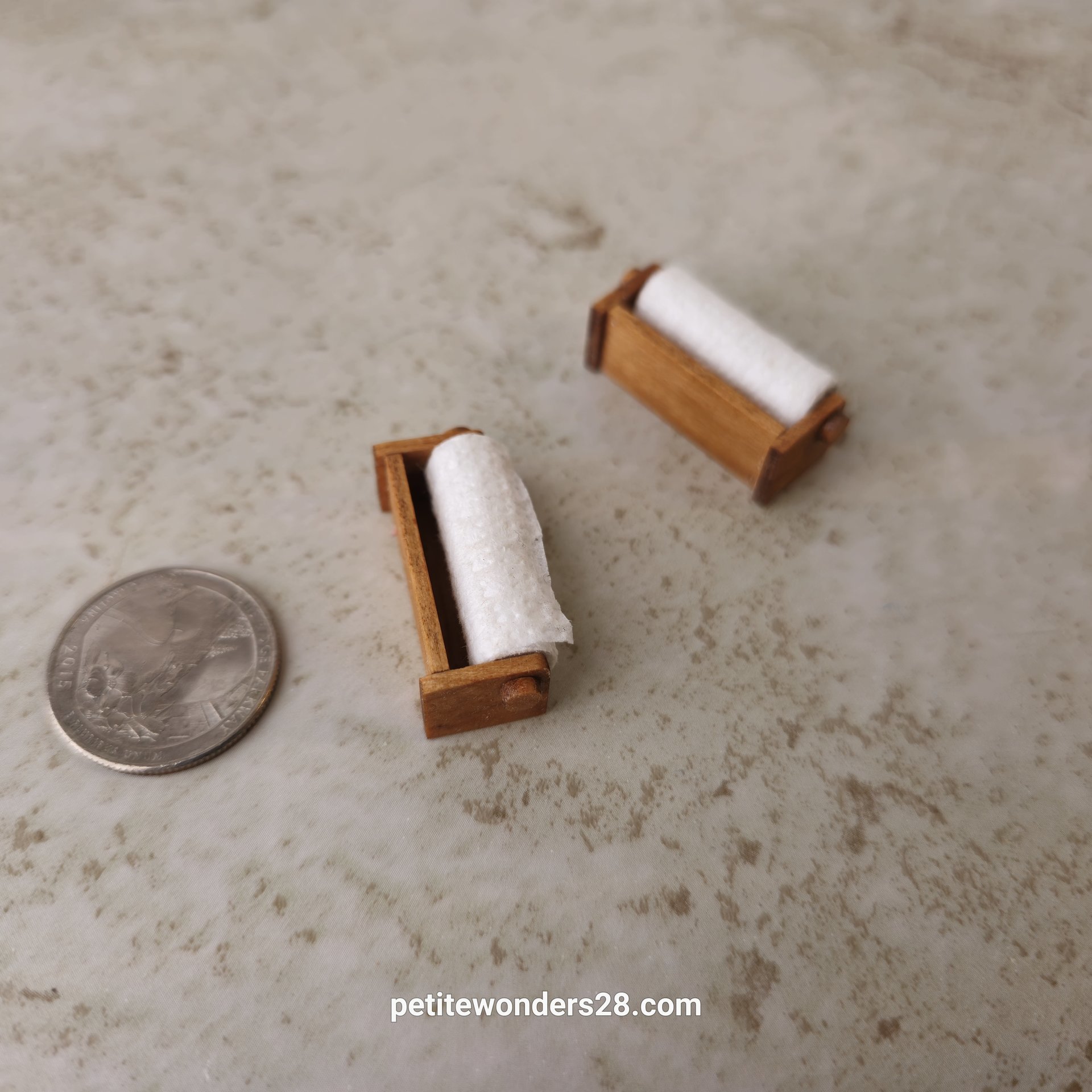 1:12 Dollhouse wall-mounted paper towel holder with shelf in solid cherry wood Price is for EACH