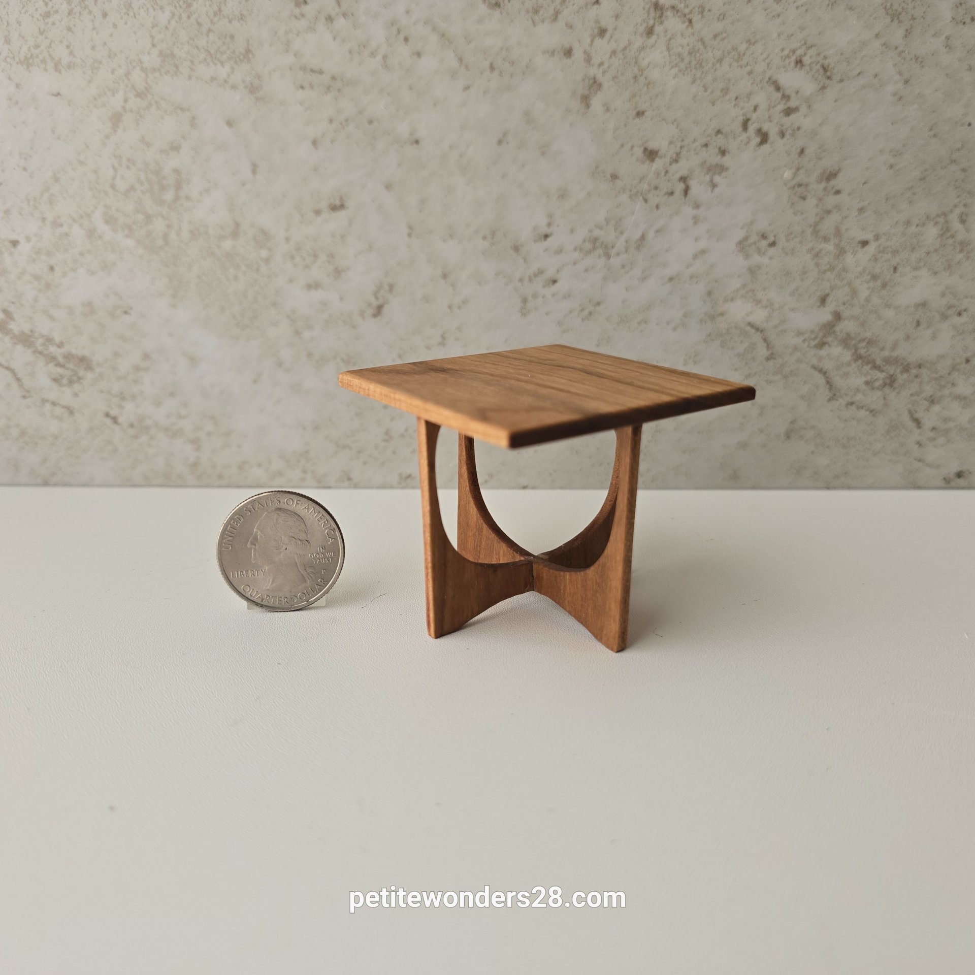1:12 scale dollhouse mid-century style end table in solid cherry wood MCM side table with square top REF Cherry