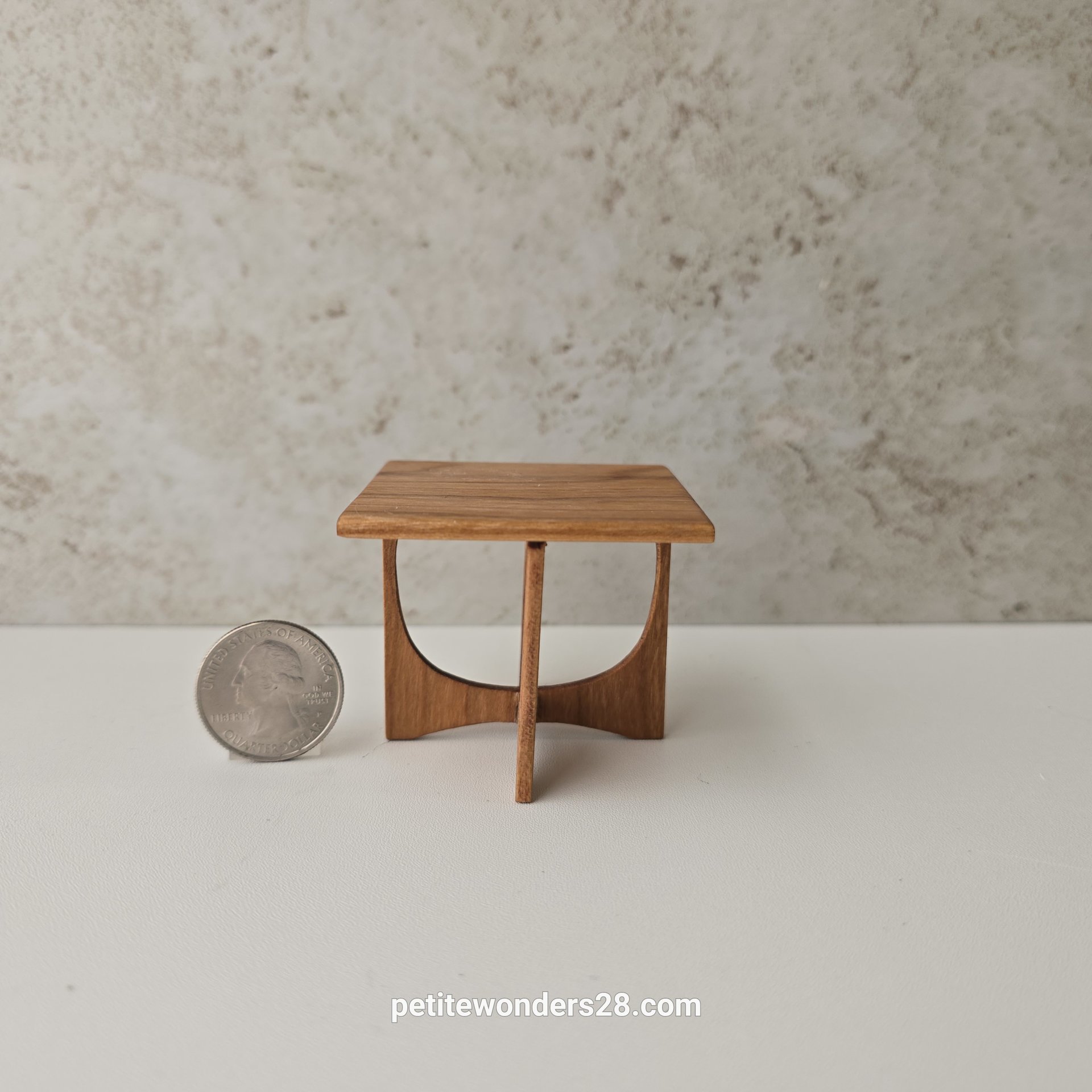 1:12 scale dollhouse mid-century style end table in solid cherry wood MCM side table with square top REF Cherry