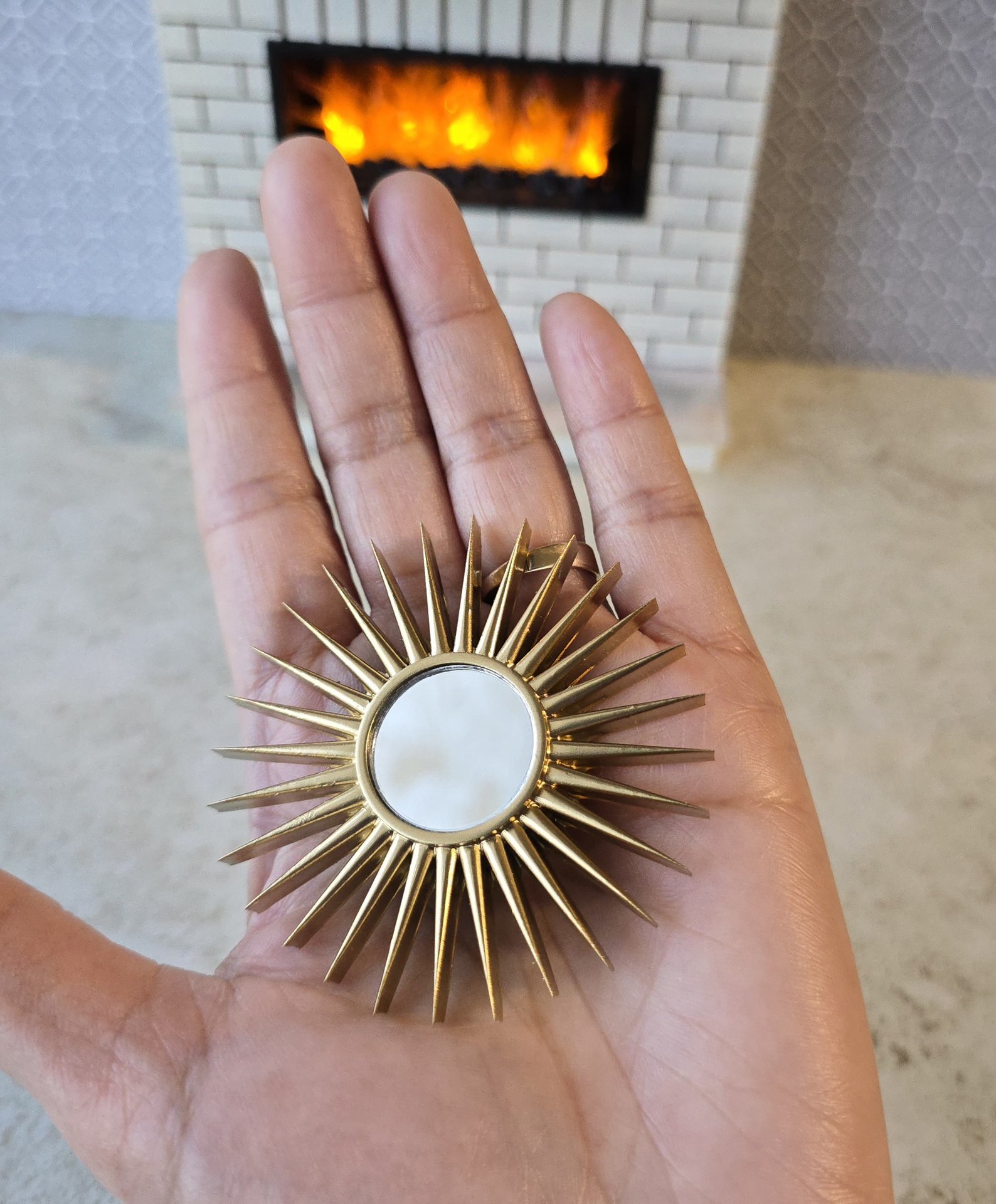 1:12 Dollhouse mid-century styled sunburst mirror with 28 rays MCM dollhouse decorative mirror Wall decor 