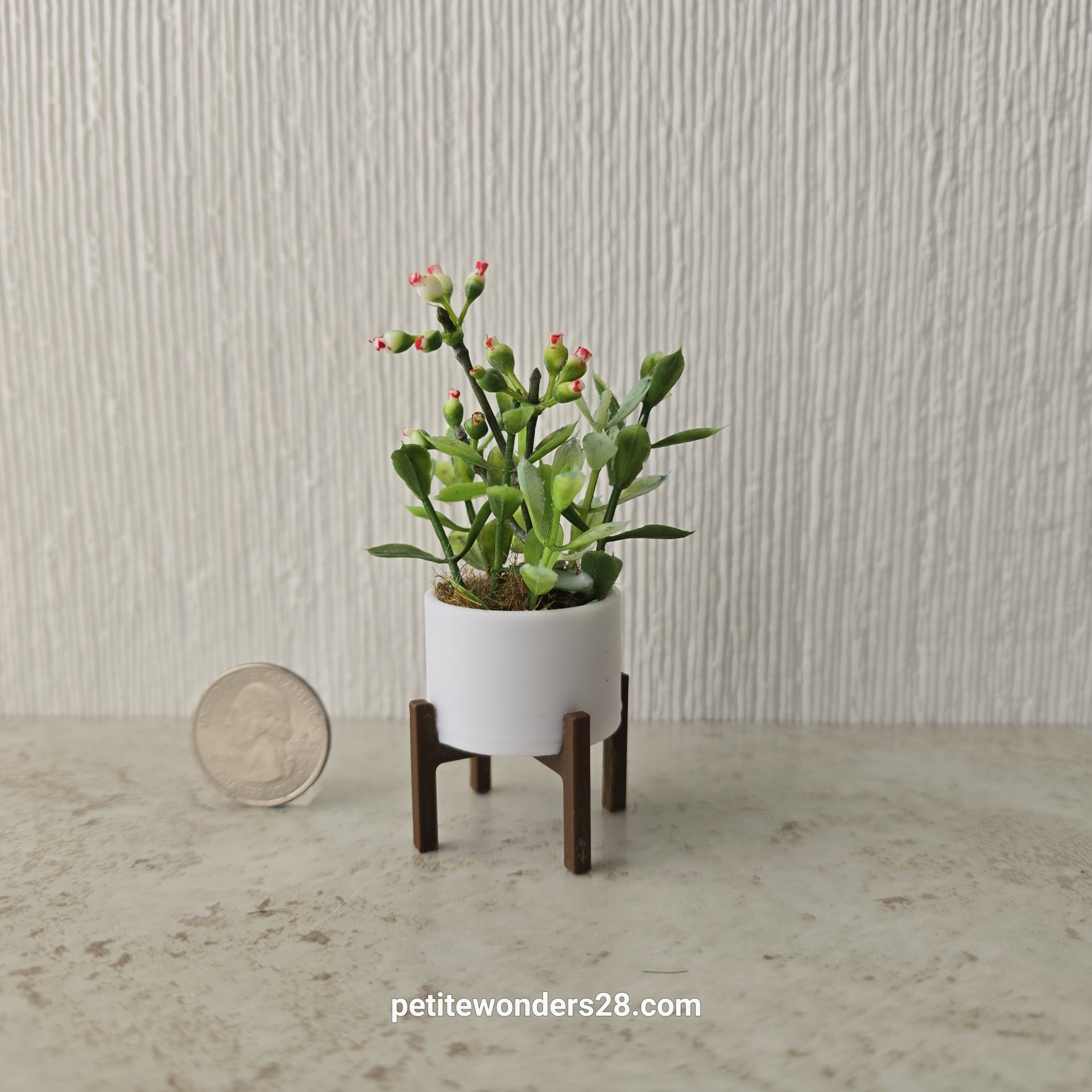 1:12 Dollhouse MCM style planter on stand Miniature modern planter REF 5