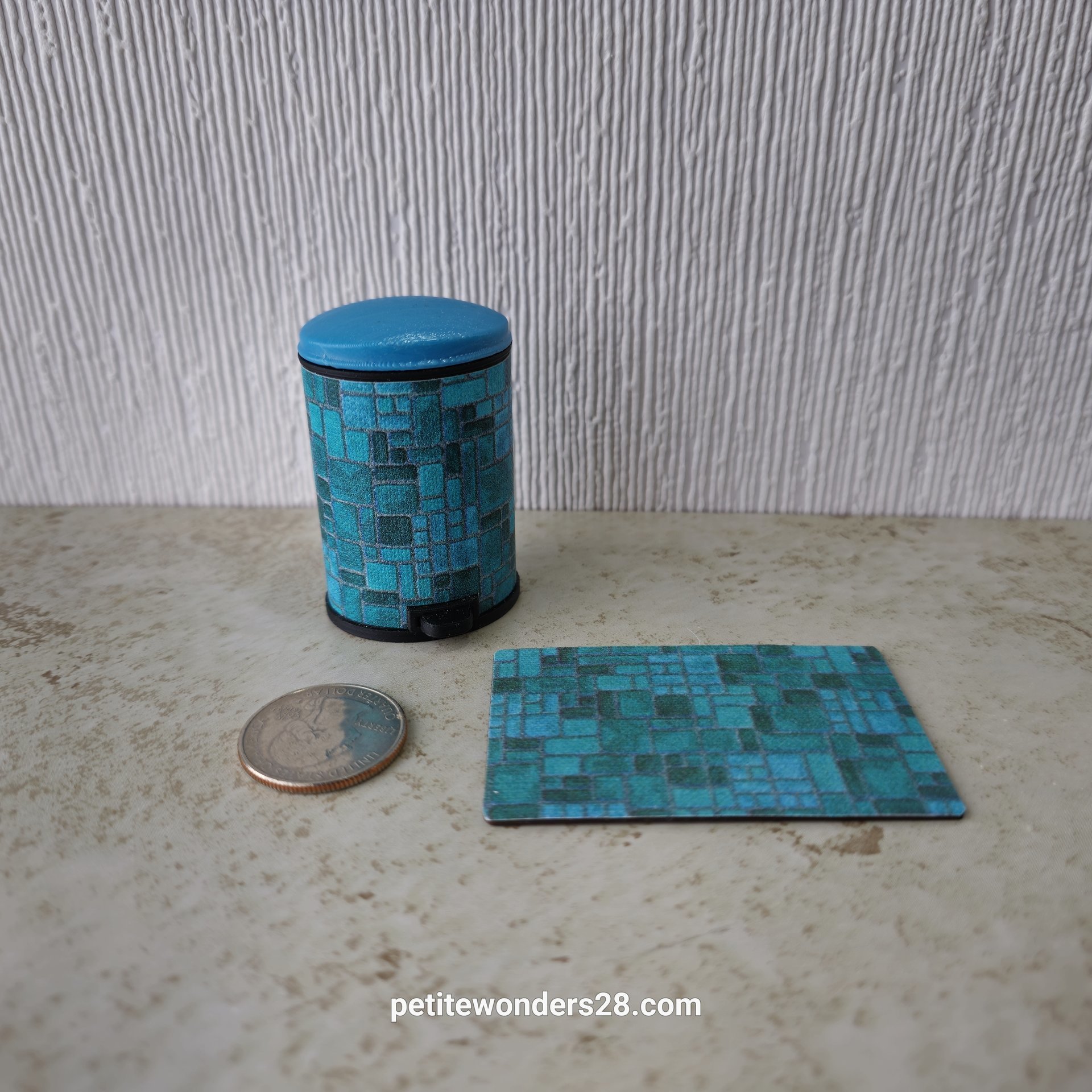1:12 Dollhouse MCM-themed kitchen mats Price is for EACH Garbage bin sold separately