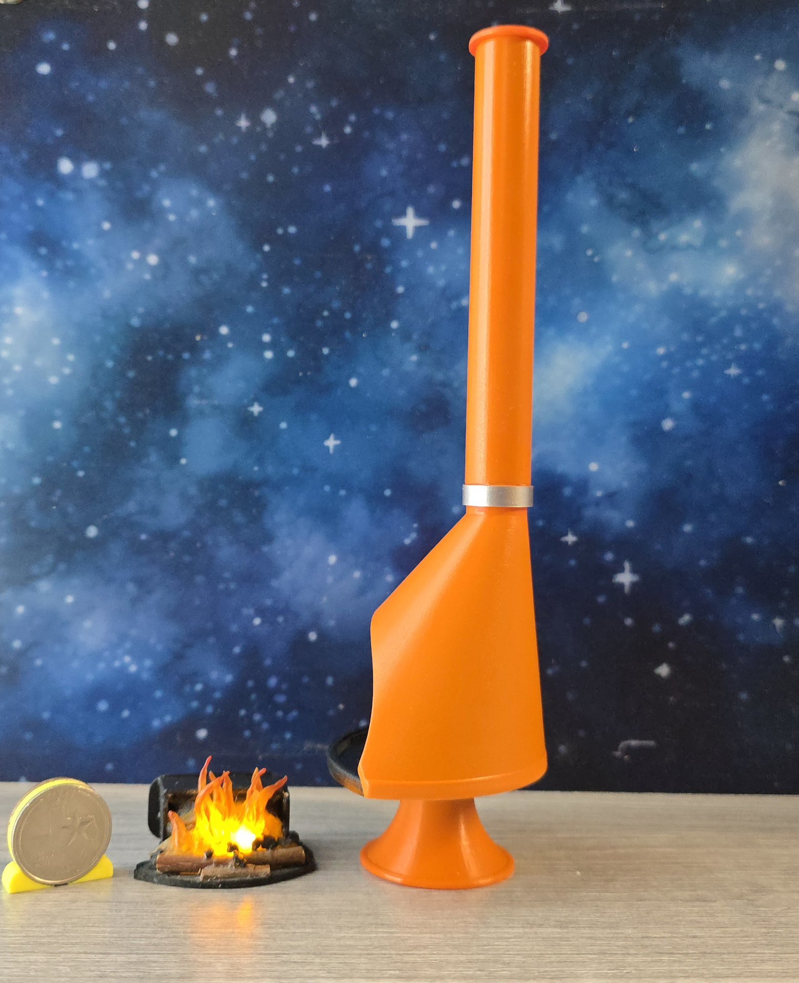 1:12 Dollhouse miniature Mid century modern free standing fireplace MCM orange fireplace inspired by Malm fireplace Retro fireplace 
