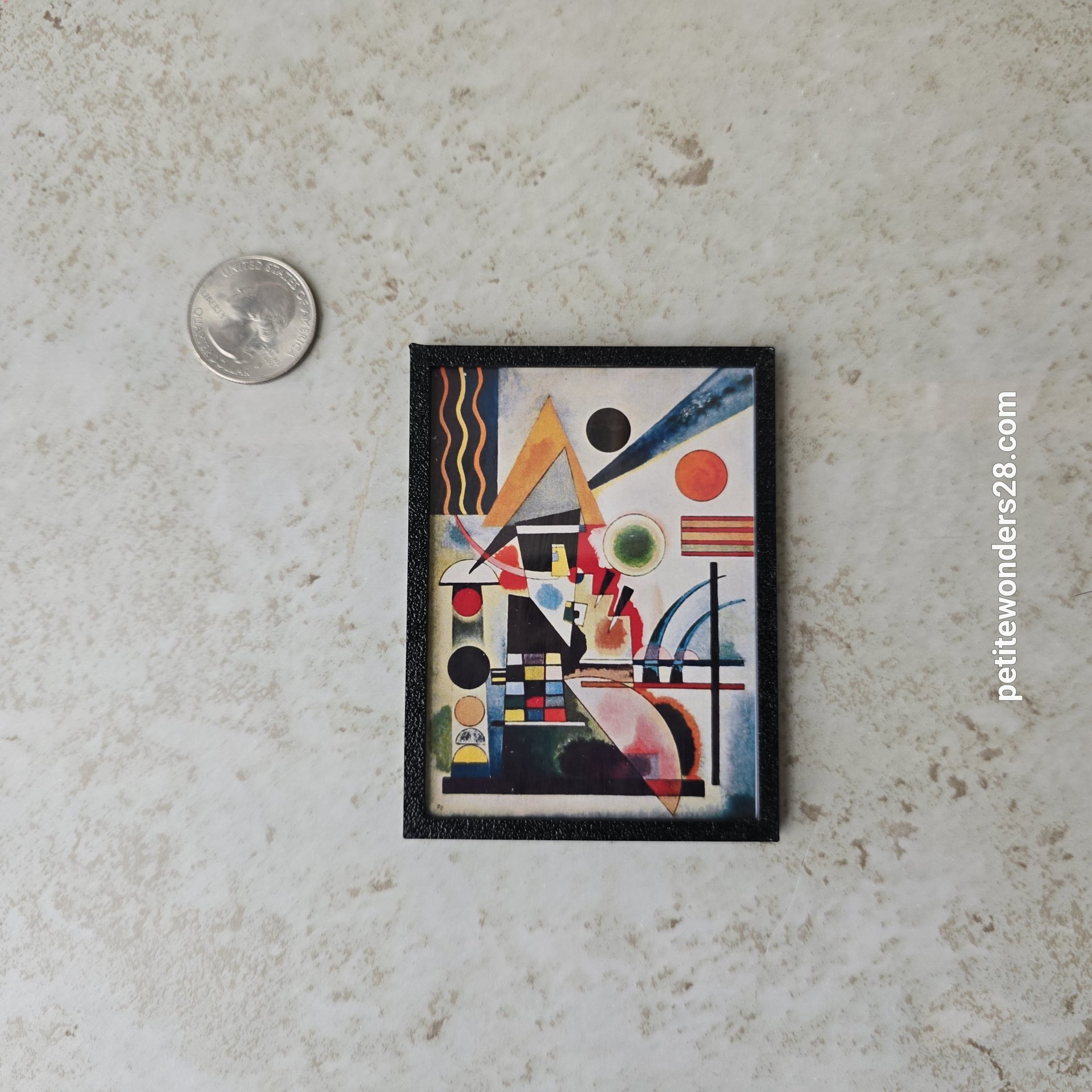 1:12 Dollhouse miniature black frame art print REF Kandinsky's Balancement Size B
