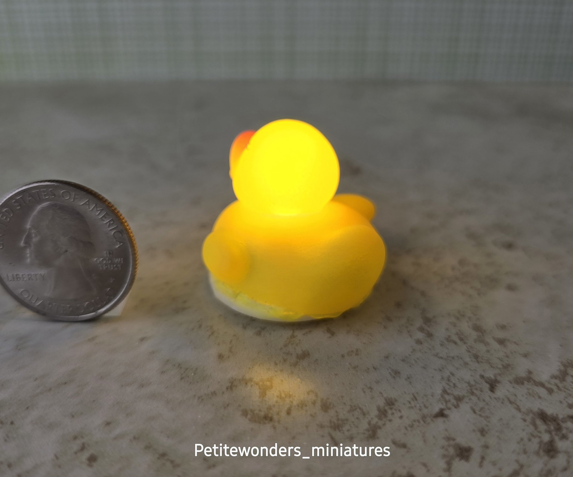 Battery operated yellow rubber duck lamp LED light Rubber duckie lamp for kids room 1:12 or play scale for you to decide