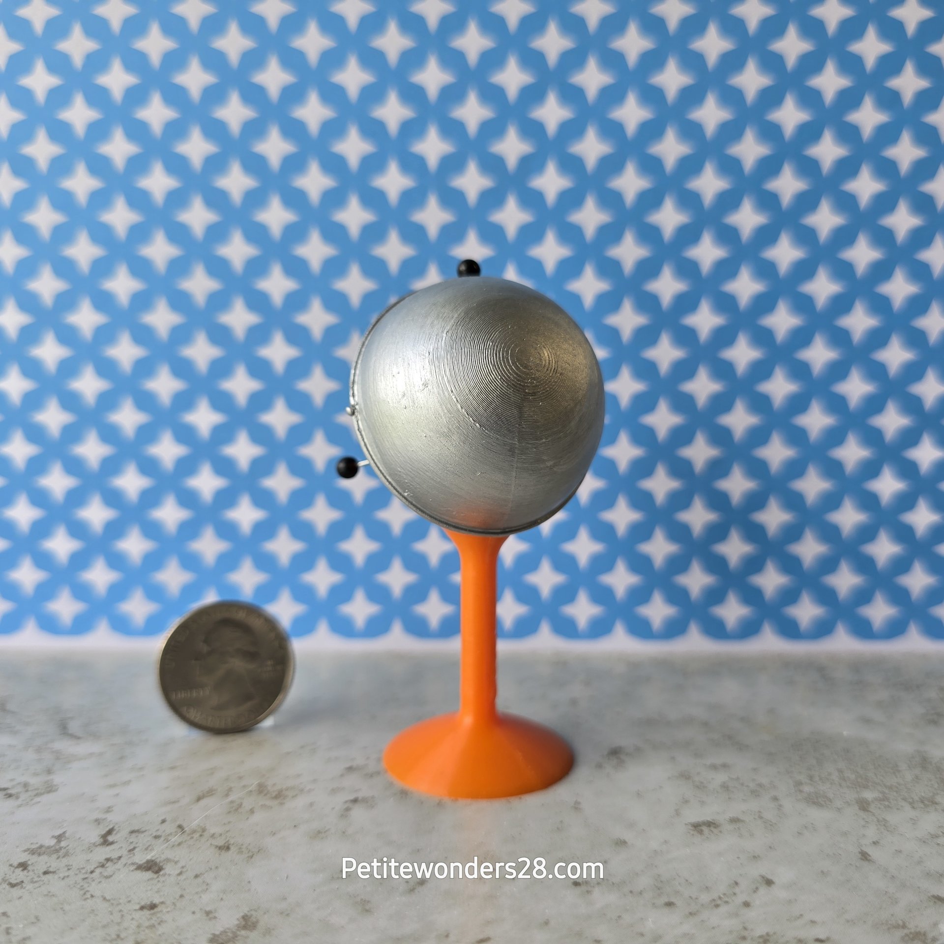 1:12 Dollhouse miniature MCM style BBQ grill Orange ball BBQ grill with tulip base