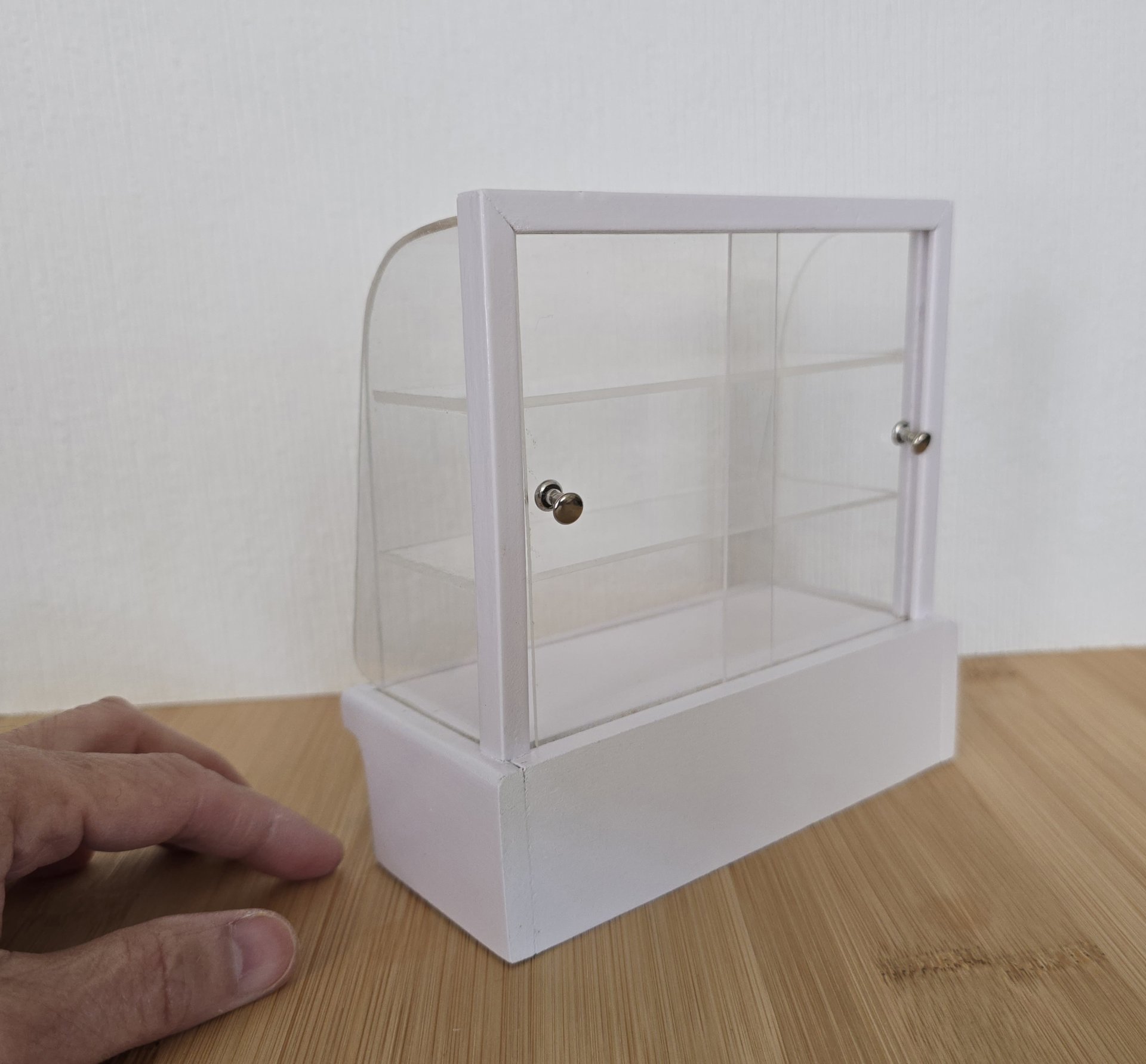 1:12 Dollhouse bakery display case with clear acrylic and sliding doors Baked goods NOT included