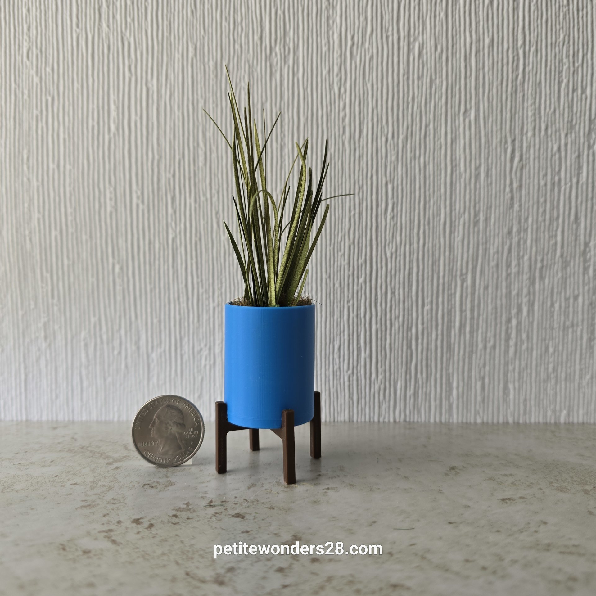 1:12 Dollhouse MCM style planter on stand Miniature modern planter REF 1