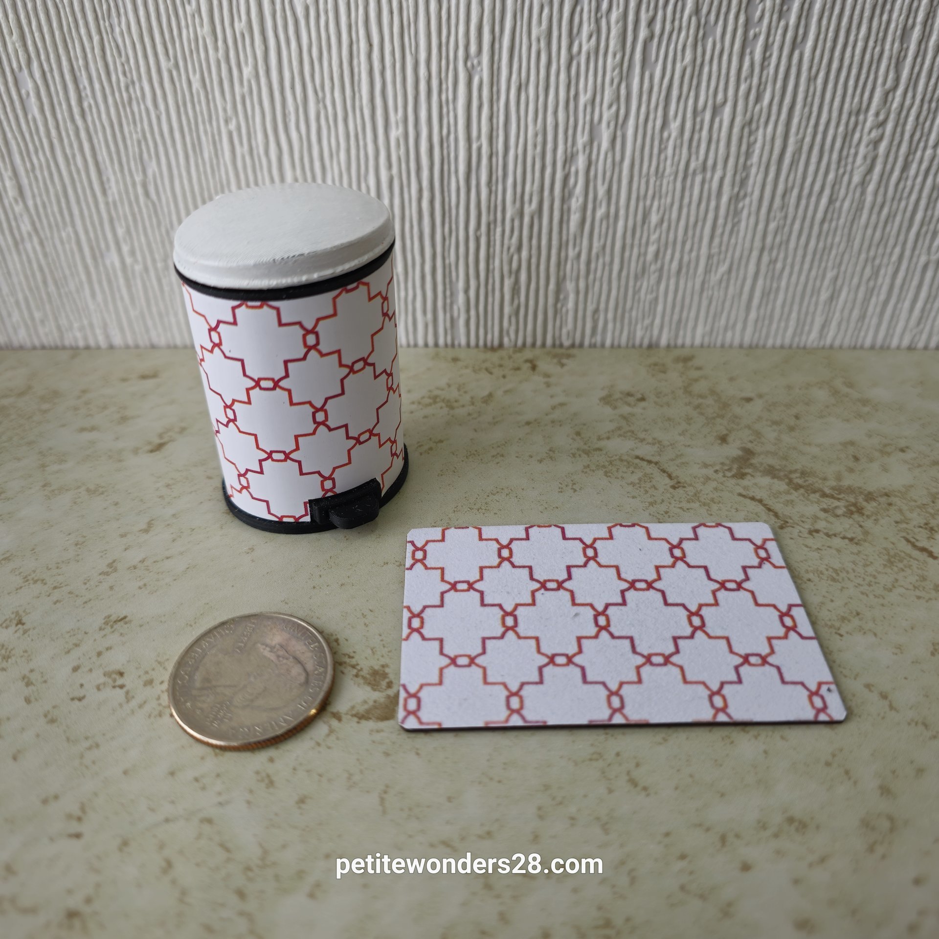1:12 Dollhouse MCM-themed kitchen mats Price is for EACH Garbage bin sold separately