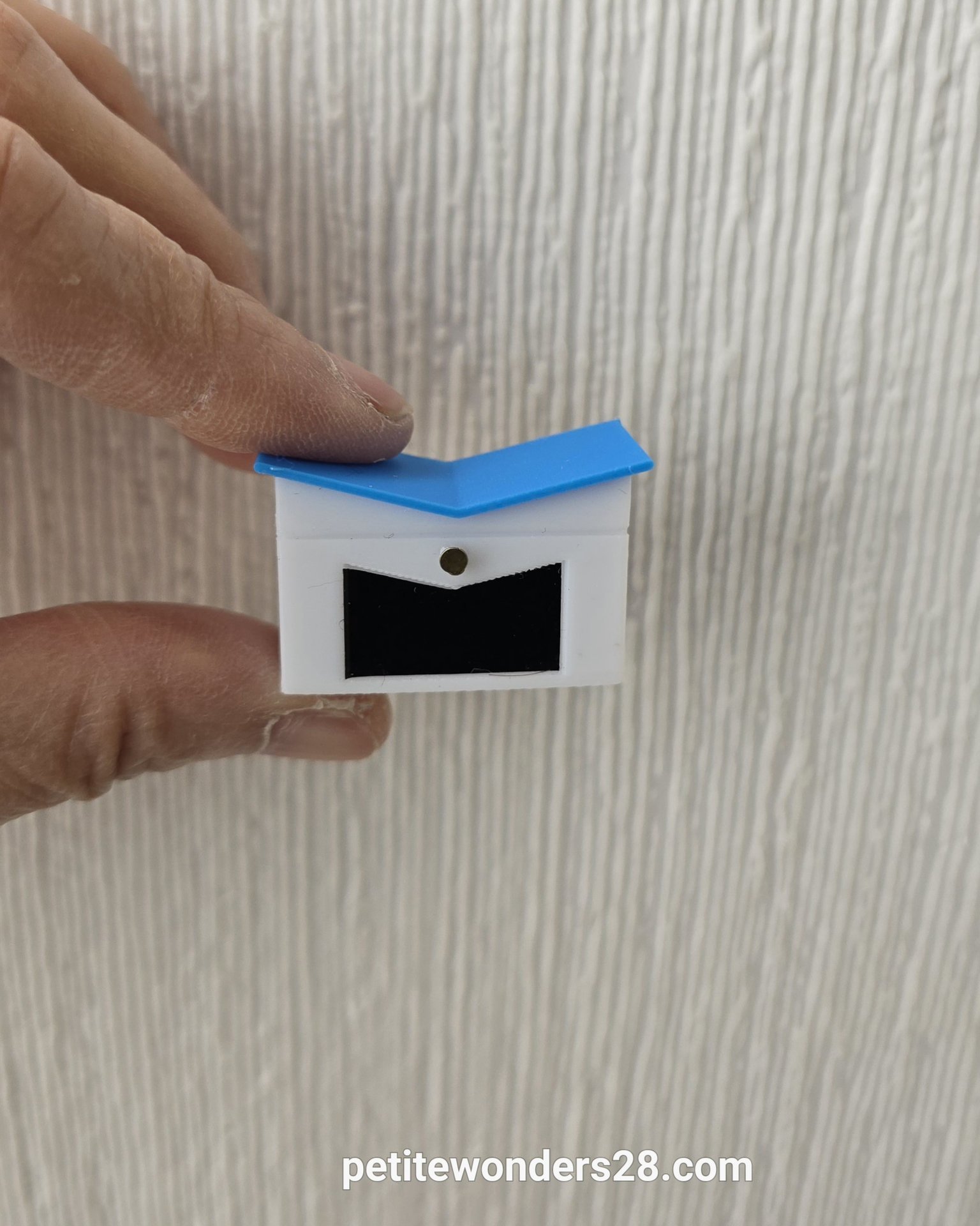 1:12 Dollhouse MCM themed mailbox with iconic butterfly roofline Personalized house number optional REF Blue roof