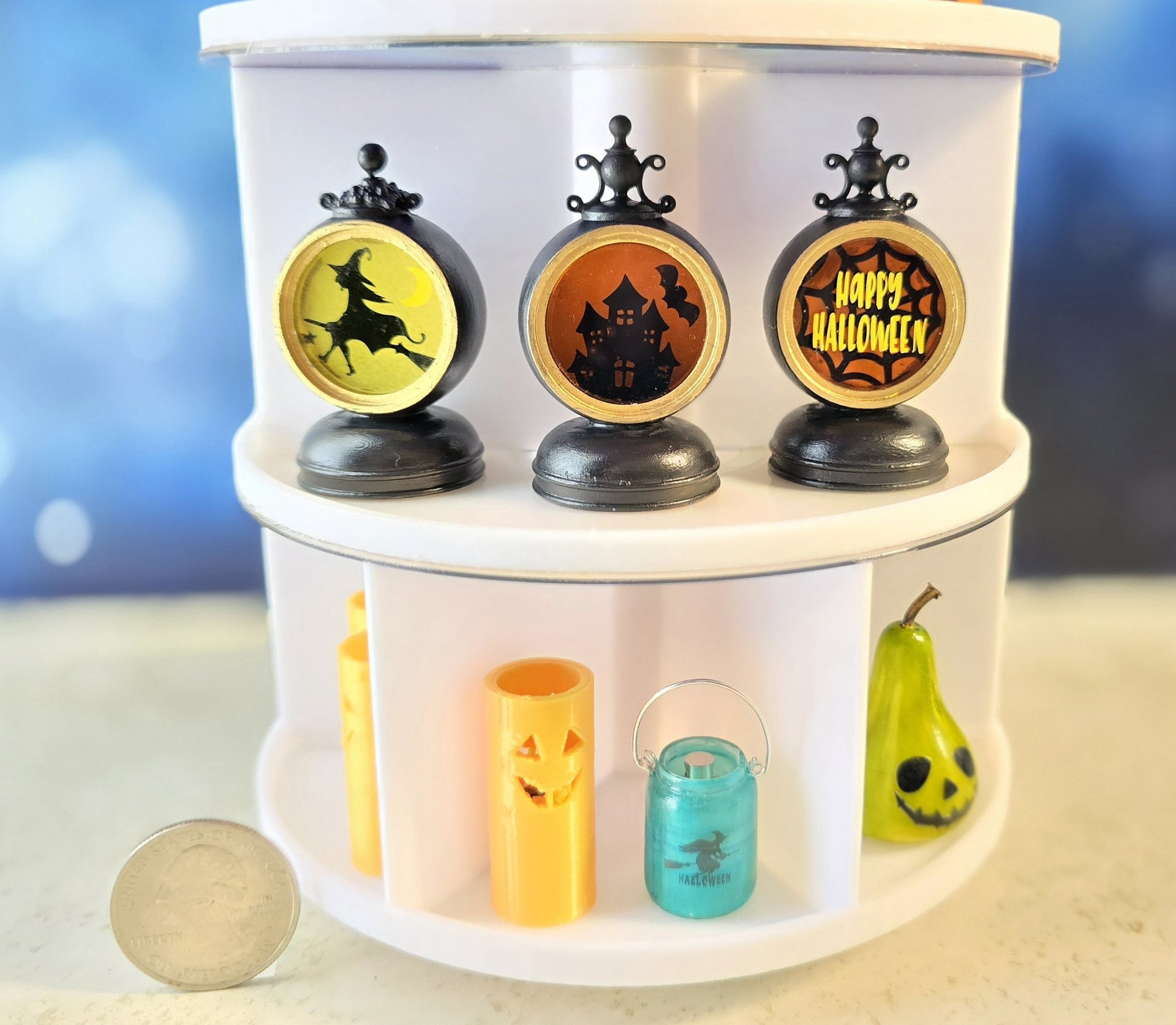1:12 Dollhouse miniature battery operated Halloween themed lantern No external wires REF Haunted house