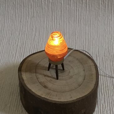 1:12 Dollhouse beehive lamp Mid-century inspired atomic tripod lamp Battery operated orange LED lamp Retro style table lamp