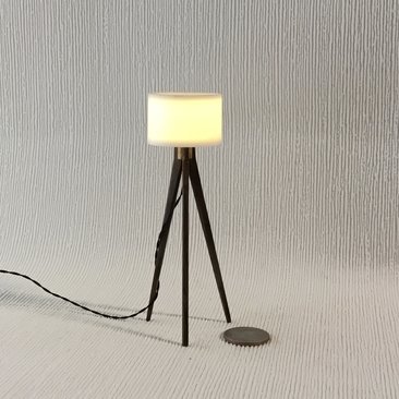 1:12 Dollhouse miniature tripod floor lamp walnut wood legs Modern tripod lamp Battery operated floor lamp with external wires