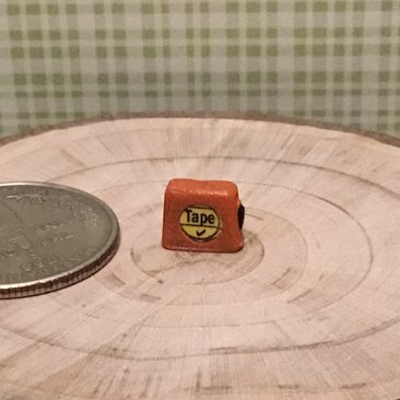 1:12 Dollhouse miniature tape measure for mini DIYer or garage workshop REF Orange