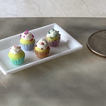 1:12 Dollhouse miniature cupcake with white cream and sprinkles Price is for EACH