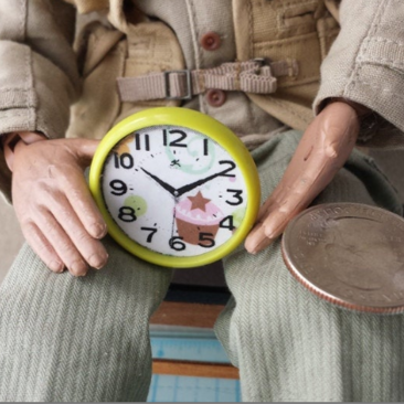 1:12 dollhouse miniature wall clock cupcake wall clock Apple green kitchen wall clock with green rim NON-working