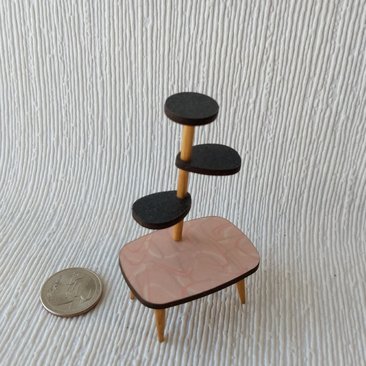 1:12 Dollhouse mid-century style plant stand 4-tiered Formica plant stand with rectangular base platform Formica display stand