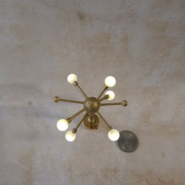 1:12 Dollhouse mid-century inspired space age orbit chandelier Atomic age MCM 6-light ceiling light