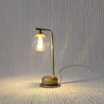 1:12 Dollhouse mid-century modern globe table lamp MCM inspired fluted glass globe lamp Battery operated with external wires