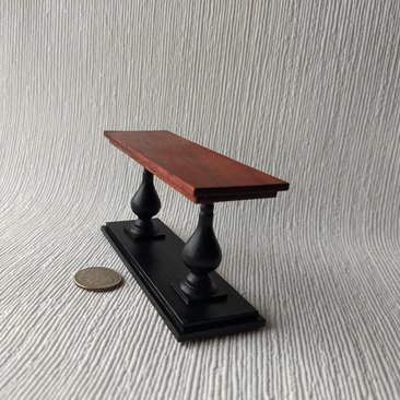 1:12 Dollhouse miniature console table with solid padauk wood top and double pedestal Entryway hall table