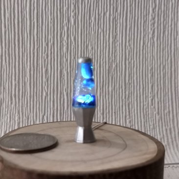 1:12 Dollhouse miniature retro lava lamp Battery operated LED table lamp MCM style with external wires Mid-century nostalgic lamp  REF Blue liquid